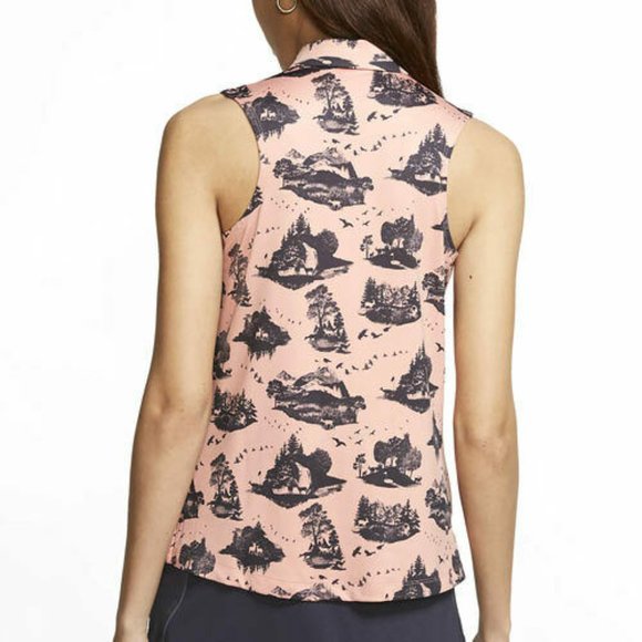 Nike Dri-Fit Womens Sleeveless Golf Polo Print Pink AV3680-606 NEW Multi Size - Picture 2 of 4